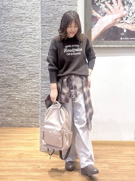 「GLOBAL WORK（グローバルワーク）のアイテム（バックパック/リュック）」を使った、きくさん（レディース・161cm）の秋コーディネート