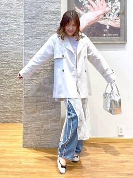 「GLOBAL WORK（グローバルワーク）のアイテム（トレンチコート）」を使った、きくさん（レディース・161cm）の春コーディネート