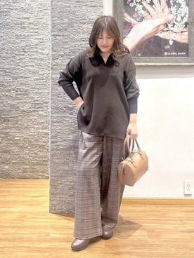 「アイテム（ボストンバッグ、ベージュ系）」を使った、きくさん（レディース・161cm）の秋コーディネート