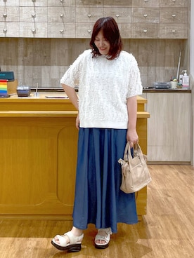 「アイテム（Tシャツ/カットソー、その他）」を使った、きくさん（レディース・161cm）の夏コーディネート