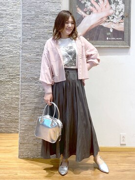 「アイテム（ボストンバッグ、グレー系）」を使った、きくさん（レディース・161cm）の春コーディネート