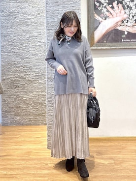 「アイテム（バンダナ/スカーフ）」を使った、きくさん（レディース・161cm）の秋コーディネート