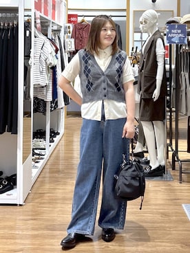 「アイテム（ポロシャツ、ベージュ系）」を使った、きくさん（レディース・161cm）の秋コーディネート