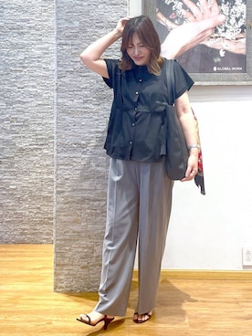 「アイテム（ストール/ショール）」を使った、きくさん（レディース・161cm）の夏コーディネート