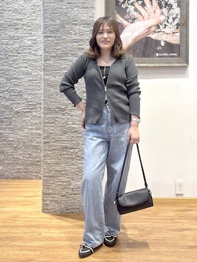 「GLOBAL WORK（グローバルワーク）のGOODデニムバギーパンツ/498388（デニムパンツ）」を使った、きくさん（レディース・161cm）の秋コーディネート