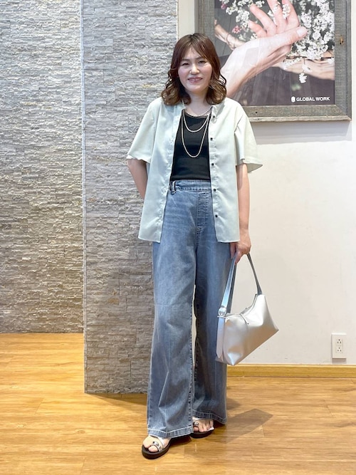 GLOBAL WORK 冷感デニムイージーパンツ【完売品】新品タグ付 GLOBAL WORK ジーンズ デニム デニムパンツ 冷感デニムイージー