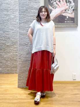 「GLOBAL WORK（グローバルワーク）のアイテム（ワンピース/ドレス）」を使った、きくさん（レディース・161cm）の夏コーディネート