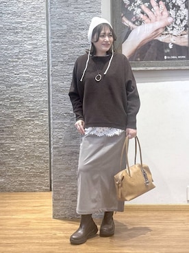 「GLOBAL WORK（グローバルワーク）のアイテム（帽子）」を使った、きくさん（レディース・161cm）の冬コーディネート