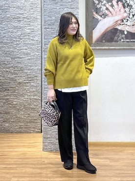 「GLOBAL WORK（グローバルワーク）のアイテム（Tシャツ/カットソー）」を使った、きくさん（レディース・161cm）の冬コーディネート