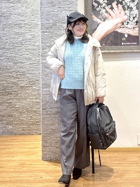 「GLOBAL WORK（グローバルワーク）のエアリュクスダウンフードブルゾン/495695（ダウンジャケット/コート）」を使った、きくさん（レディース・161cm）の秋コーディネート