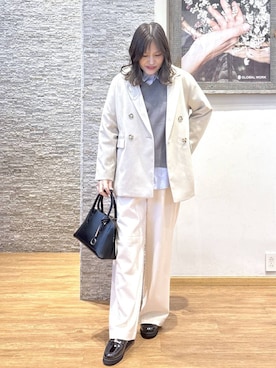 「GLOBAL WORK（グローバルワーク）のアイテム（テーラードジャケット）」を使った、きくさん（レディース・161cm）の秋コーディネート