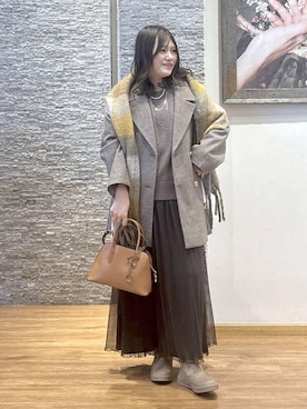 「リラックス」｜「アイテム（チェスターコート）」を使った、きくさん（レディース・161cm）の冬コーディネート