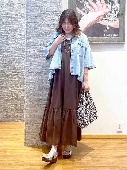 GLOBAL WORK リラックス ノースリーブワンピースインナースリップ付 GLOBAL WORK リラックス ノースリーブワンピースインナー