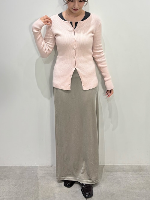 2WAYクルーネックリブシンプルカーディガン