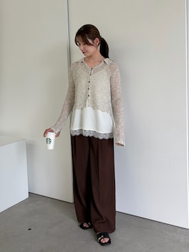 「select MOCA（セレクトモカ）のアイテム（パンツ）」を使った、maki012さん（レディース・161cm）の春コーディネート