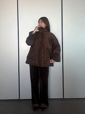 「select MOCA（セレクトモカ）の【ZOZO先行予約】フェイクムートンミドル丈コート（ムートンコート、ブラウン系）」を使った、maki012さん（レディース・161cm）の秋コーディネート