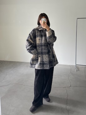「select MOCA（セレクトモカ）の2WAYアレンジカラーPコート（チェスターコート、ブラック系）」を使った、maki012さん（レディース・161cm）の秋コーディネート