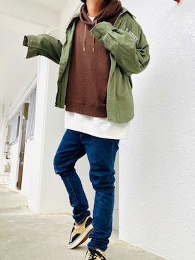 「メンズライク」｜「アイテム（その他アウター）」を使った、tamtamrompさん（メンズ・170cm）の冬コーディネート