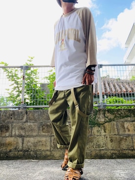 「COOKMAN（クックマン）のアイテム（サロペット/オーバーオール）」を使った、tamtamrompさん（メンズ・170cm）の夏コーディネート