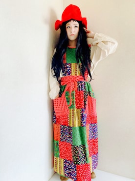 「70'sコーデ」｜「アイテム（ワンピース/ドレス）」を使った、ぺさん（レディース・153cm）の夏コーディネート