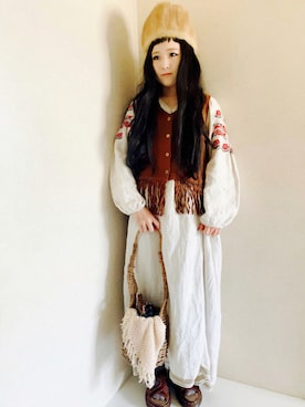 「アイテム（折りたたみ傘）」を使った、ぺさん（レディース・153cm）の夏コーディネート