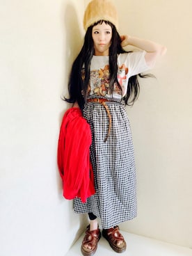 「ネコ」｜「アイテム（サンダル）」を使った、ぺさん（レディース・153cm）の夏コーディネート