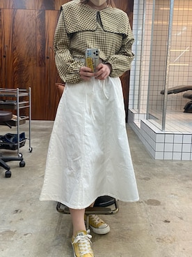 「カラースニーカー」｜「アイテム（スカート）」を使った、maaaaa1216さん（レディース・155cm）の春コーディネート