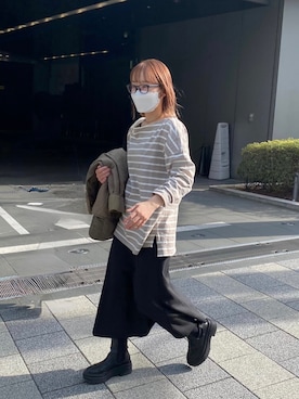 「GU（ジーユー）のアイテム（ノーカラージャケット）」を使った、maaaaa1216さん（レディース・155cm）の春コーディネート