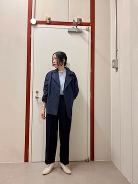 「URBAN RESEARCH DOORS（アーバンリサーチドアーズ）のピンタックフリルスタンドカラーブラウス（シャツ/ブラウス）」を使った、pyonさん（レディース・161cm）の春コーディネート