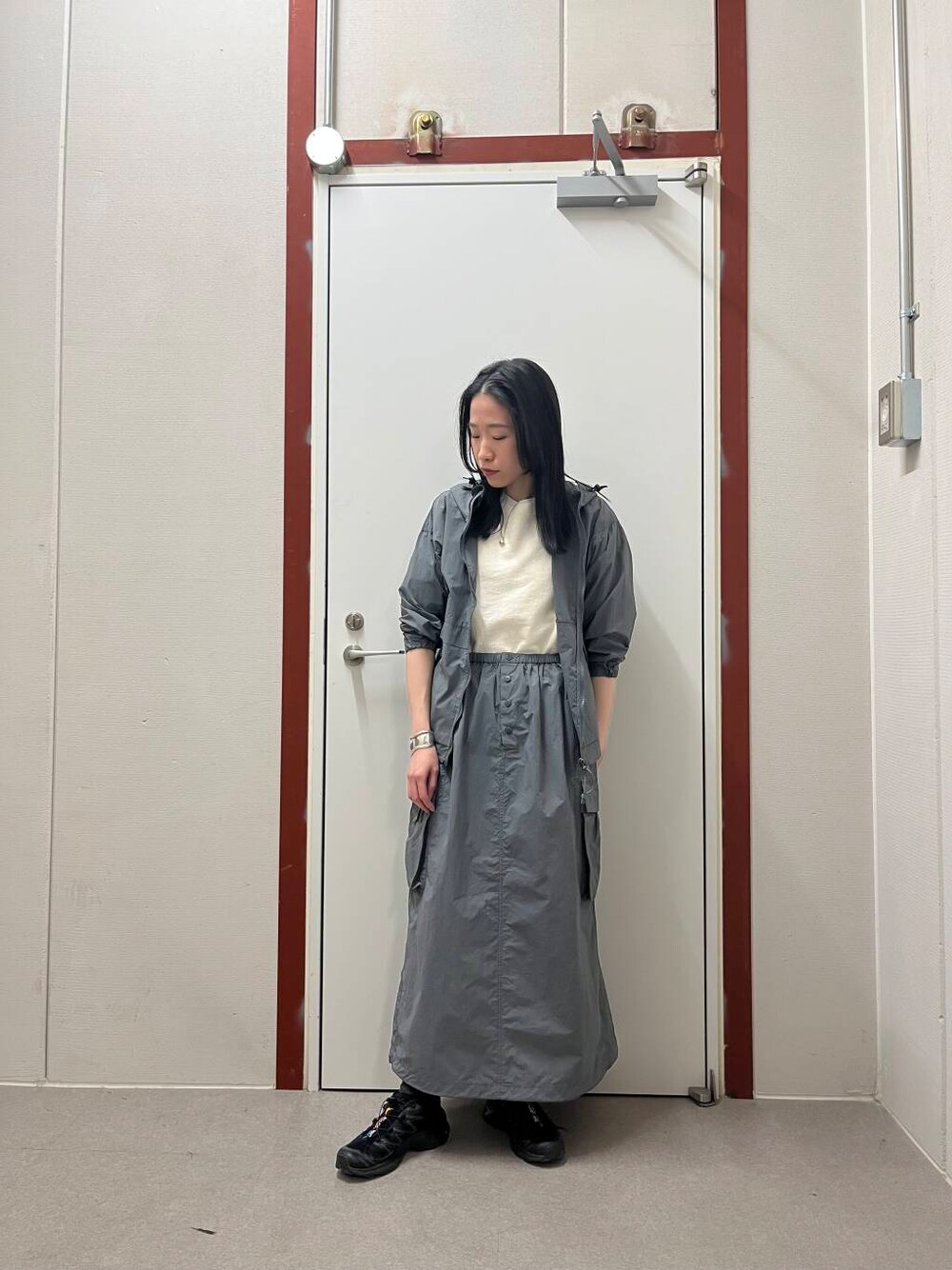 「セットアップ、newarrival、doors、snowpeak」｜「FORK&SPOONのFORK&SPOON　スーピマコットン混反毛クルーネックスウェット（スウェット、ホワイト系）」を使った、pyonさん（レディース・161cm）の冬コーディネートの1枚目の写真