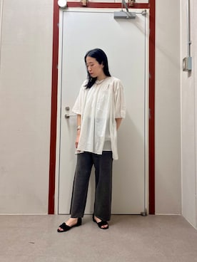 「アイテム（チュニック、ホワイト系）」を使った、pyonさん（レディース・161cm）の夏コーディネート