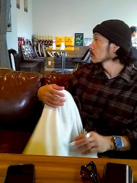 「アイテム（帽子、ブラウン系）」を使った、いつきんぐさん（メンズ・173cm）の冬コーディネート