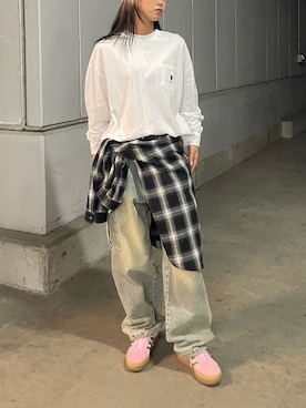 「U.S. POLO ASSN.（ユーエスポロアッスン）のU.S. POLO ASSN. /ユーエスポロアッスン 別注ワンポイント刺繍 ビッグシルエット長袖カットソー（Tシャツ/カットソー）」を使った、リサさん（レディース・167cm）の冬コーディネート