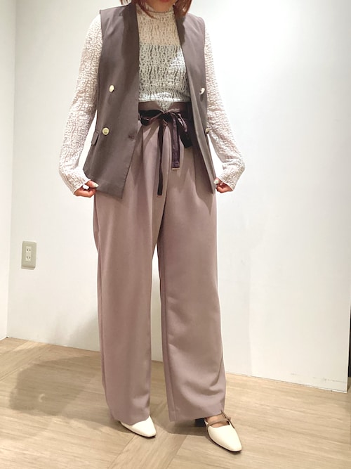 セール】2025秋冬新作 ベロアリボン2タックワイドパンツ（その他パンツ