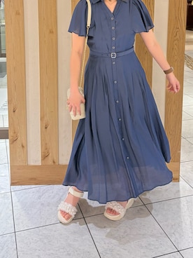 「MISCH MASCH（ミッシュマッシュ）の2026春夏新作 ケープフレア袖シャツワンピース（シャツワンピース、ブルー系）」を使った、天王寺ミオ本館店さん（レディース・151cm）の春コーディネート