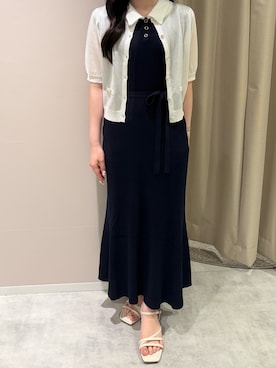 「MISCH MASCH（ミッシュマッシュ）の2026春夏新作 ポロ襟マーメイドニットワンピース（ワンピース、ブルー系）」を使った、天王寺ミオ本館店さん（レディース・164cm）の春コーディネート