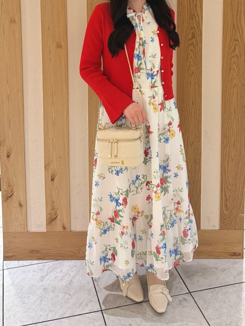 2026春夏新作 透かし柄フレア袖配色スパークカーディガン