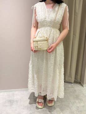 「ORiental TRaffic（オリエンタルトラフィック）の金具 ベルト × ナイロン 厚底 スポサン /61237（サンダル、ホワイト系）」を使った、天王寺ミオ本館店さん（レディース・164cm）の春コーディネート