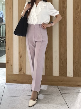 「MISCH MASCH（ミッシュマッシュ）のA4横長 トートバッグ（トートバッグ、ブラック系）」を使った、天王寺ミオ本館店さん（レディース・151cm）の春コーディネート