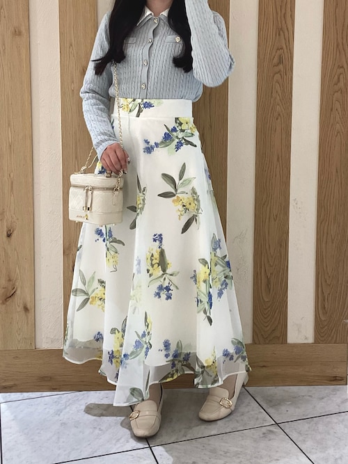 2026春夏新作 ボタニカルオーガンジーフラワースカート（スカート