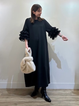 「Gready Brilliant（グレディブリリアン）のＬＵショートブーツ（ブーツ、ブラック系）」を使った、TAKAKURAさん（レディース・155cm）の秋コーディネート