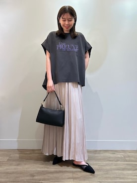 「Gready Brilliant（グレディブリリアン）のスエードチュールミュール（パンプス、ブラック系）」を使った、TAKAKURAさん（レディース・155cm）の夏コーディネート