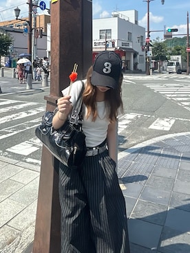 「アイテム（ハンドバッグ）」を使った、anneさん（レディース・158cm）の夏コーディネート