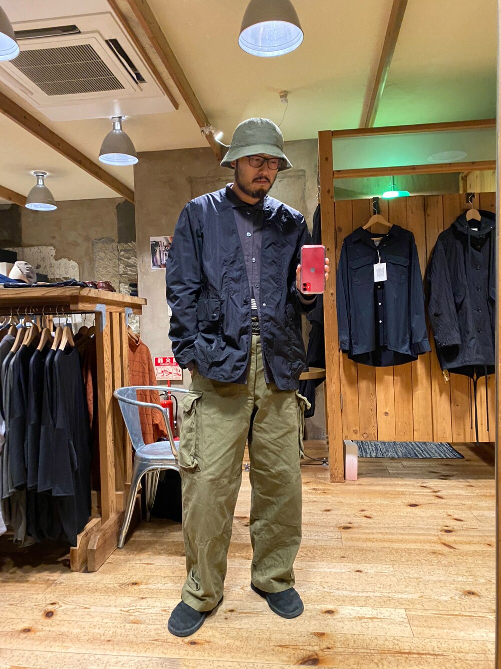 「daiuchigramsnap」｜「sevenbysevenのアイテム（ハット、グリーン系）」を使った、DAISUKE  UCHIKAWAさん（メンズ・180cm）の秋コーディネートの1枚目の写真