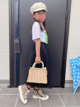 「ZARA KIDSのアイテム（シューズ、ベージュ系）」を使った、kantokiさん（キッズ）の夏コーディネート