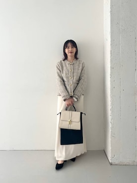 「アイテム（ノーカラージャケット）」を使った、MINAMIさん（レディース・153cm）の秋コーディネート