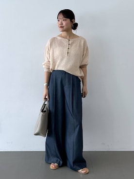 「BABYLONE（バビロン）のパット付きキャミ（キャミソール、ホワイト系）」を使った、anriさん（レディース）の春コーディネート