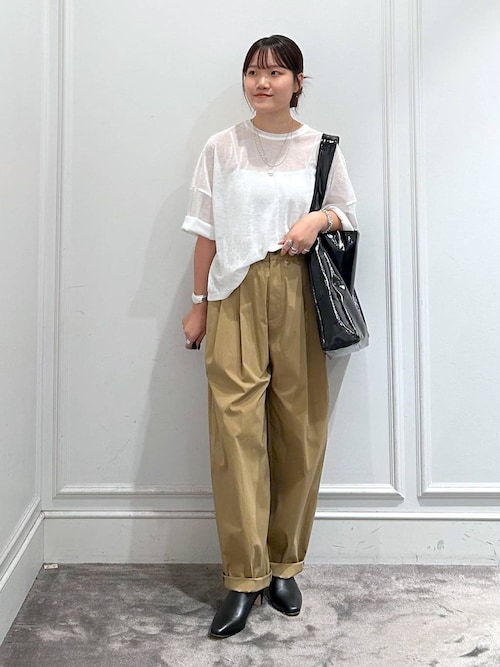 BABYLONE☆新品タグ付☆コットンナイロンタックパンツ☆アイボリー コットンナイロンタックパンツ（その他パンツ）｜BABYLONE