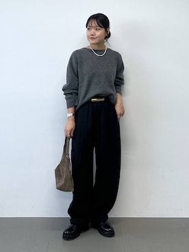 「BABYLONE（バビロン）のサイドゴアレザーブーツ（ブーツ）」を使った、anriさん（レディース・157cm）の冬コーディネート