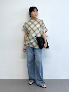 「upperhights（アッパーハイツ）のアイテム（パンツ）」を使った、anriさん（レディース・157cm）の夏コーディネート